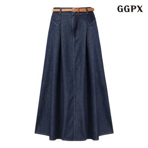 GGPX 데님벨티드 핀턱 스커트 (GPBWH010D)