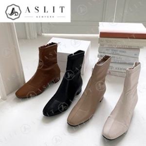 [애슬릿] 스판 삭스 뾰족 사각코 여성 앵클 부츠 3.5cm