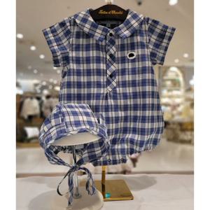 쇼콜라 플렌체크슈트모자세트 (TTOBO064Q)여름남아외출복출산백일선물