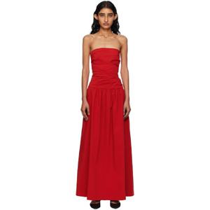26 SS 세인트 아그니 여성 레드 스트랩리스 타이 백 맥시 드레스 252193F054000