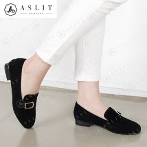 [애슬릿] 스웨이드 버클 스트랩 여성 로퍼 단화 구두