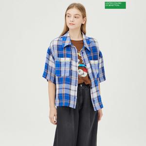 베네통 카프리 체크 블라우스 BABL02441