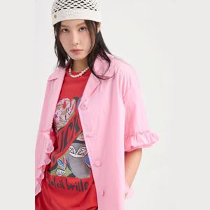 [럭키슈에뜨]프릴포인트 반팔셔츠블라우스 LQSAM25100