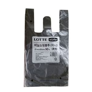비닐쇼핑봉투 미니 흑색 27x33cm 90매 롯데 이라이프