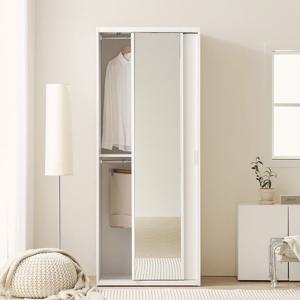 아씨방가구 모던 빅 원룸 수납 슬라이딩 전신거울 행거 옷장 800