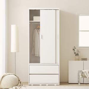 아씨방가구 모던 빅 원룸 수납 슬라이딩 서랍 도어형 옷장 800