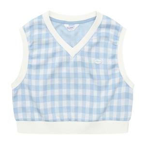 [에꼴리에][에꼴리에] 여아 체크 브이넥 베스트 23A5155_BL