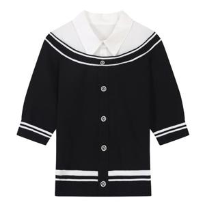 [씨]셔츠 레이어드 배색 니트 - SJUCH2908