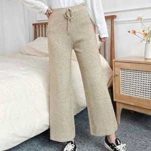여성 겨울 니트 와이드팬츠 1P 골지 밴딩 편한바지 여자기모와이드바지