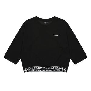 [소이][소이] 여아 레터링 밴트 7부 티셔츠 23F0791_BK