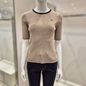 [비지트인뉴욕]넥 배색 골지 반팔 니트 VB8SK70