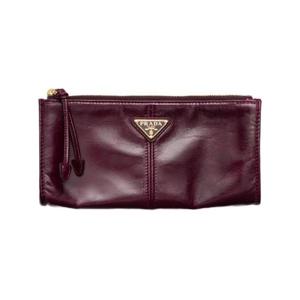 프라다 레더 파우치 버건디 1MB051-2CYR-F0007