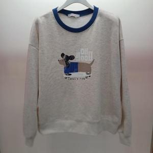 Latium HC06 국내생산 가을느낌 배색 강아지 맨투맨 라운드 면티 T2533ts12LB