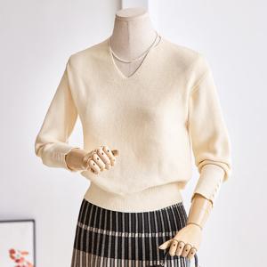 [한정수량] [커스텀에이블] 소매버튼 브이넥 니트_T2509KN652C