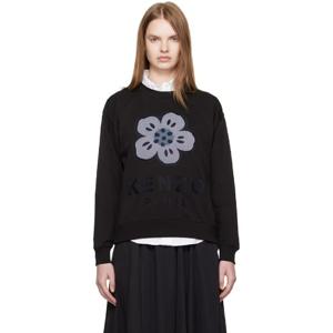 겐조 맨투맨 블랙 겐조 파리 보크 플라워 자수 스웨트셔츠 252387F098003