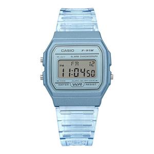 카시오 F-91WS-2HDF (F-91WS-2) 디지털 스퀘어 빈티지 레트로 투명 공용 우레탄시계