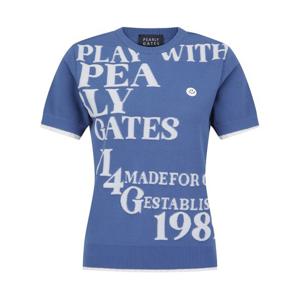 파리게이츠 (521E3SR101) 여성 배색 레이스 엠보 레터링 반팔 니트