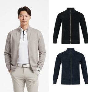 럭스골프 남성 하프넥 융기모 집업 니트 가디건 BLU25W701