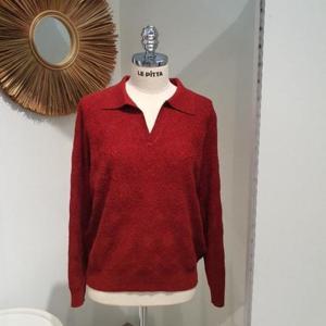 르피타 HC06 반오픈 카라 자가드 스웨터(레드) L254BSWA55