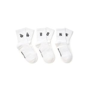 MLB  (3ASODA15N-00WHS) 공용 스몰로고 중목양말 3족세트