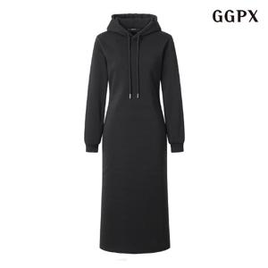 GGPX 후드넥 기모 H라인 롱 원피스 (GODOW022D)