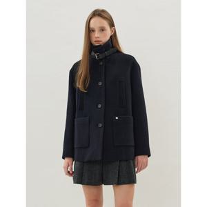 [올리브데올리브]가죽비조포인트 싱글미디코트 OW5WHA04