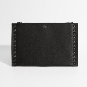 발렌티노 1W2P0Y03 락스터드 건메탈 여성 클러치백 블랙