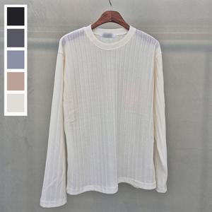 남자 간절기 왕골지 라운드 긴팔 니트 5C-KN-Q108-아이보리