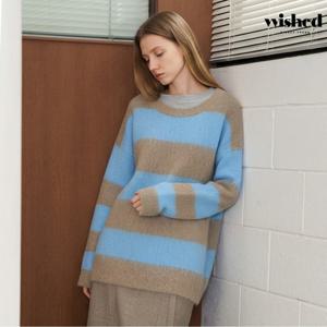 [위시드]루즈핏 빅 스트라이프 긴팔 니트 (WICDNT008)