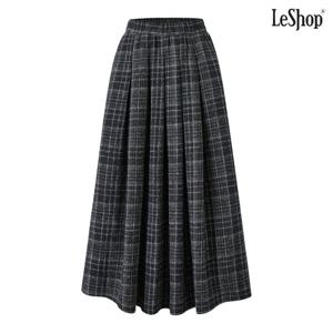 [르샵]체크 핀턱 플레어 밴딩 롱 스커트 (DP4WH008A)