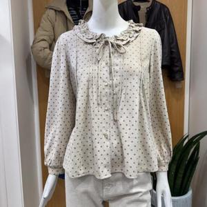 클리지 DP01 프릴 리본 벨벳 블라우스 CP8WBL10