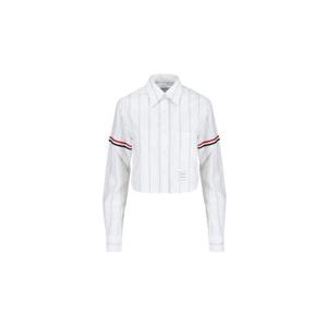 Thom Browne 스트라이프 크롭 셔츠 FLL183OF0660 100 TP940614660