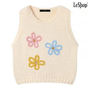 [르샵]꽃 자수 라운드 니트 베스트 (DP4VW014A)