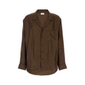 25FW 생로랑 브라운 실크 셔츠 839466Y2M372074 TP567983702