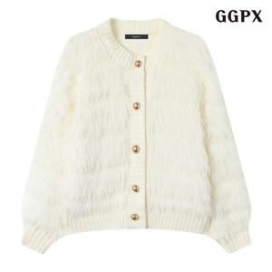 GGPX 블링 골드 버튼 퍼 니트 긴팔 가디건 (GPDCK034D)