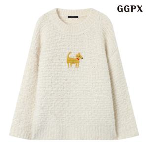 GGPX 도그 자수 포인트 루즈핏 긴팔 니트 (GPDKT035D)