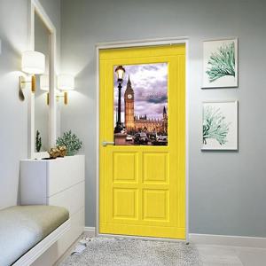 런던빅벤시계탑 방문 현관문시트지 그래픽 포인트시트지 옐로우