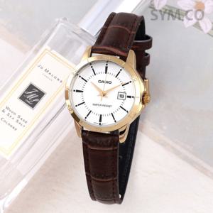 카시오 LTP-V004GL-7A 심플 데일리 아날로그 캐쥬얼 여자 가죽 시계 d