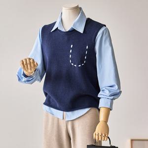 [커스텀에이블] 포켓 니트조끼 레이어드 셔츠_T2601BL001A