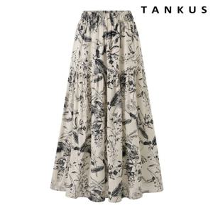 [탱커스]플레어 나염 패턴 허리 밴딩 롱 스커트 (TY1SK005L0)