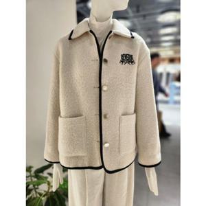 [ZOOC] 알파카 블렌디드 니트 배색 하프 자켓 (Z254MSG714)