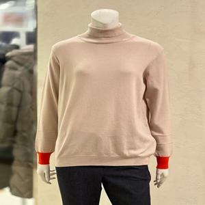 [벨리시앙]슬리브 배색 터틀넥 니트(3color) KT6130