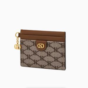 [헤지스ACC] 브라운 로고장식 가죽 카드지갑 HIHO6E861W2