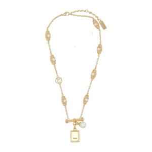 끌로에 골드 브라스 레진 비즈 T-바 목걸이 CH26SJN02 BRE7ZN