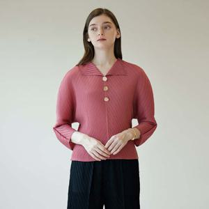 [요이츠](택가 185000원)[요이츠] 브이넥 오픈카라 플리츠 블라우스 핑크_YJ08WNPBL06