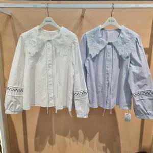 라티움 HC34 봄간절기자수펀칭카라퍼프소매면셔츠블라우스 T2613bl03