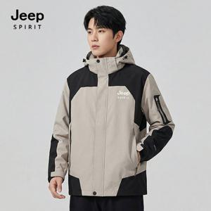 JEEP SPIRIT 공용 컬러배색 기능성 윈드브레이커 베이지 (JSFAJK191)