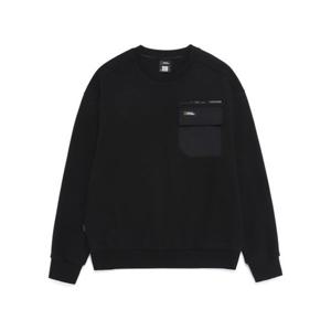 내셔널지오그래픽 NATIONALGEOGRAPHIC N261USW050 가슴포켓 세미오버핏 리드 맨투맨 BLACK N261USW050099 328340