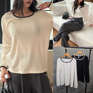 나야홍 / 위쉬몰 GO 배색넥라인골지티셔츠(X183H602) 빅사이즈