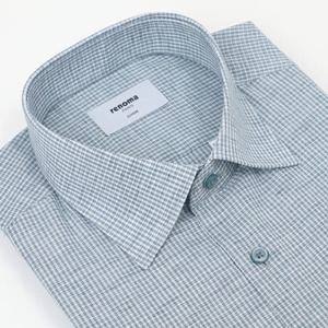 [레노마셔츠] RQSSG0-040GENY 얇고 가볍고 시원한 린넨혼방 투톤 체크여름긴소매 일반핏 셔츠